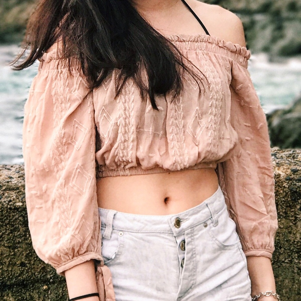 Long sleeve off shoulder crop top. Worn once.
